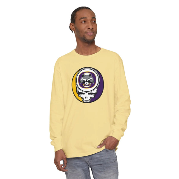 Grateful Dead - Oconomowoc High School - Raccoons Garment-Dyed Long Sleeve T-Shirt - StealieShop